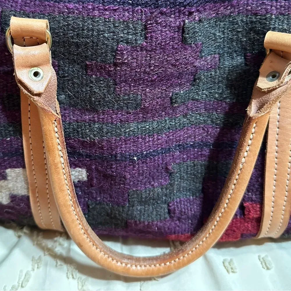 Vintage Custom-made Southwestern Style Woven Wool and Leather